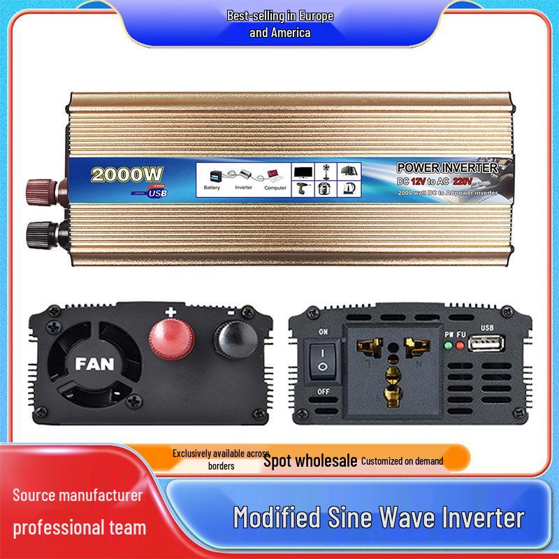 Smart Car Power Inverter 12V/24V to 220V, 500W/1000W/2000W, with USB Port