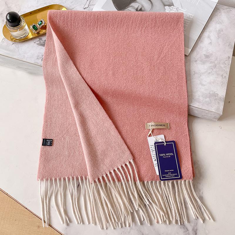 Cashmere scarf men's and women's winter double-sided high-end water ripple shawl high-end gift
