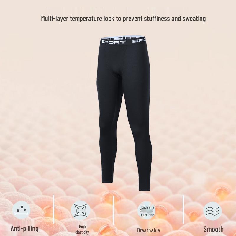 Unisex Fleece-Lined Thermal Slim-Fit Pants for Autumn/Winter - Stylish Base Layer & Sports Tights