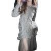 Autumn/Winter Niche Gentle Style French Mesh Knit Long Dress for Women
