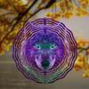 10-Inch Metal Wind Chime with 360° Swivel Hook - Handcrafted Purple & Green Wolf Design, Outdoor Garden Decor