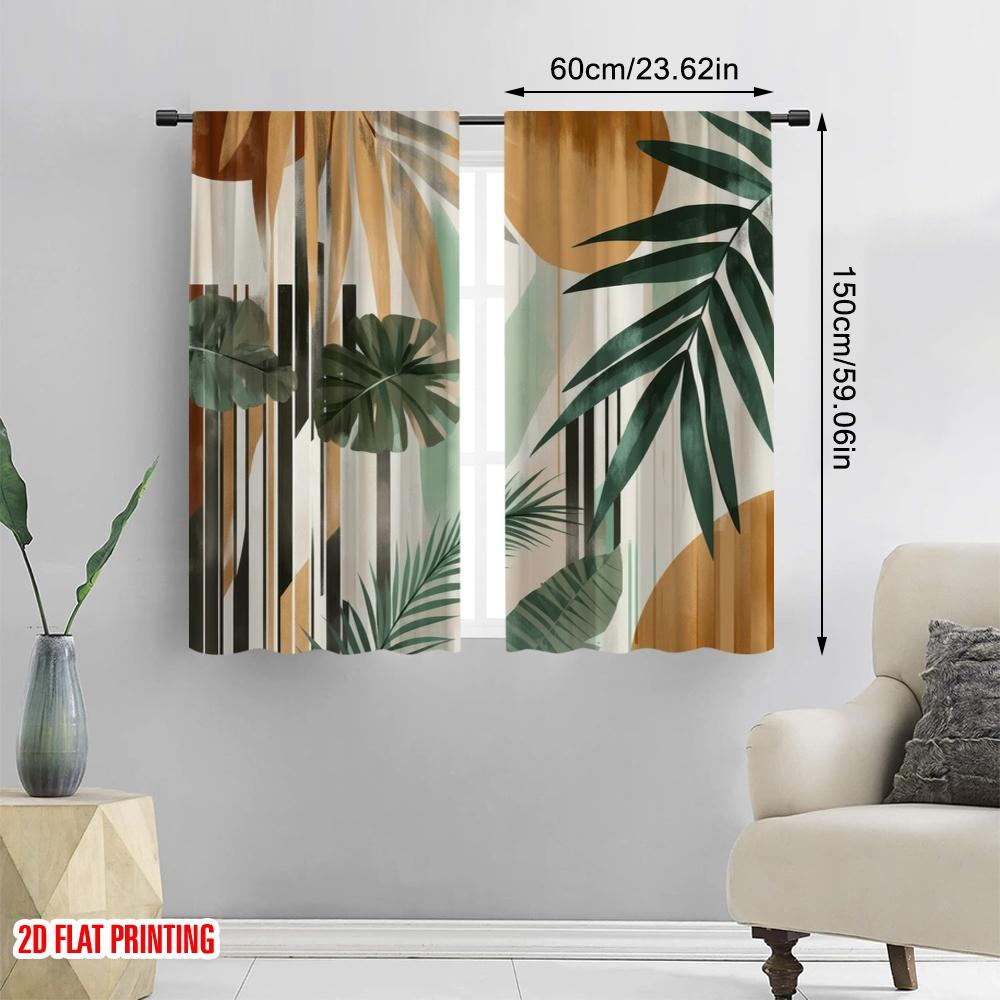 2pcs,2D Plane Printing Curtains&Window Treatment Tropical Harmony(1) Versatile Polyester Fabric (without Rod) Decorations Inside