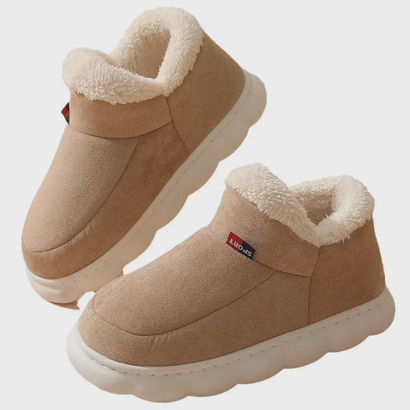 2024 Unisexowe Zimowe Bawełniane Buty z Aksamitną Podszewką: Na grubej podeszwie, na obcasie, do noszenia wewnątrz/na zewnątrz