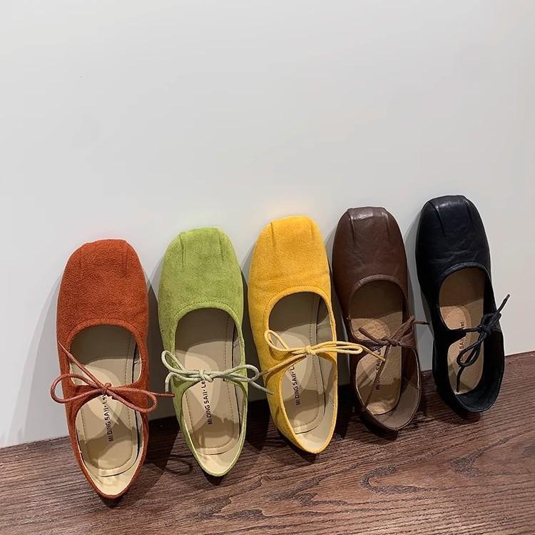 French suede flat-soled small red single shoes women's shoes 2025 spring and summer gentle Mary Jane ballet evening shoes