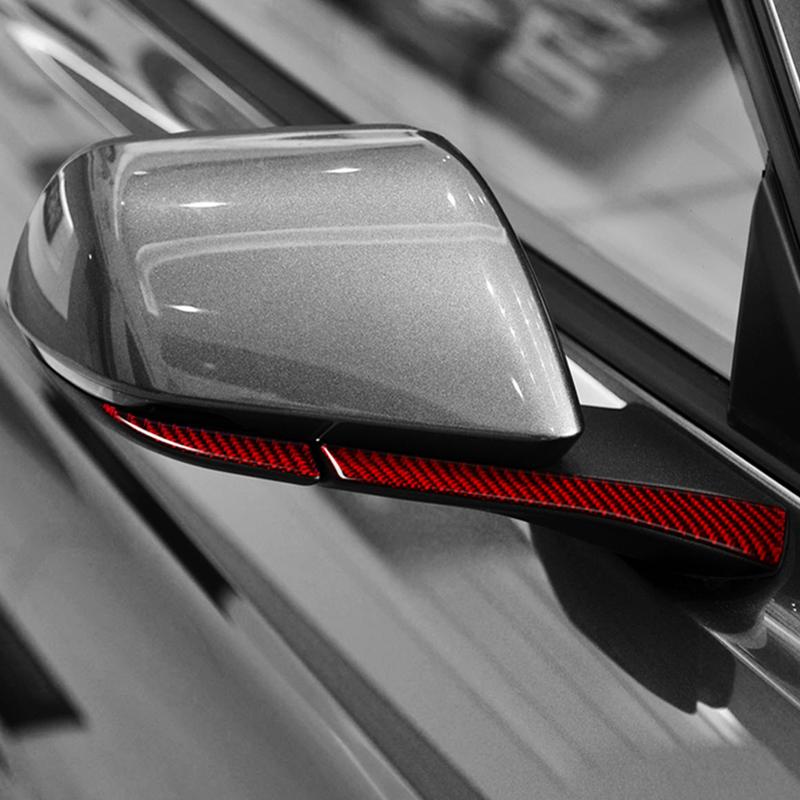 For Ford Mustang 2015- Real Carbon Fiber Rearview Mirror Cover Trim Stickers Decorations Car Exterior Accessories