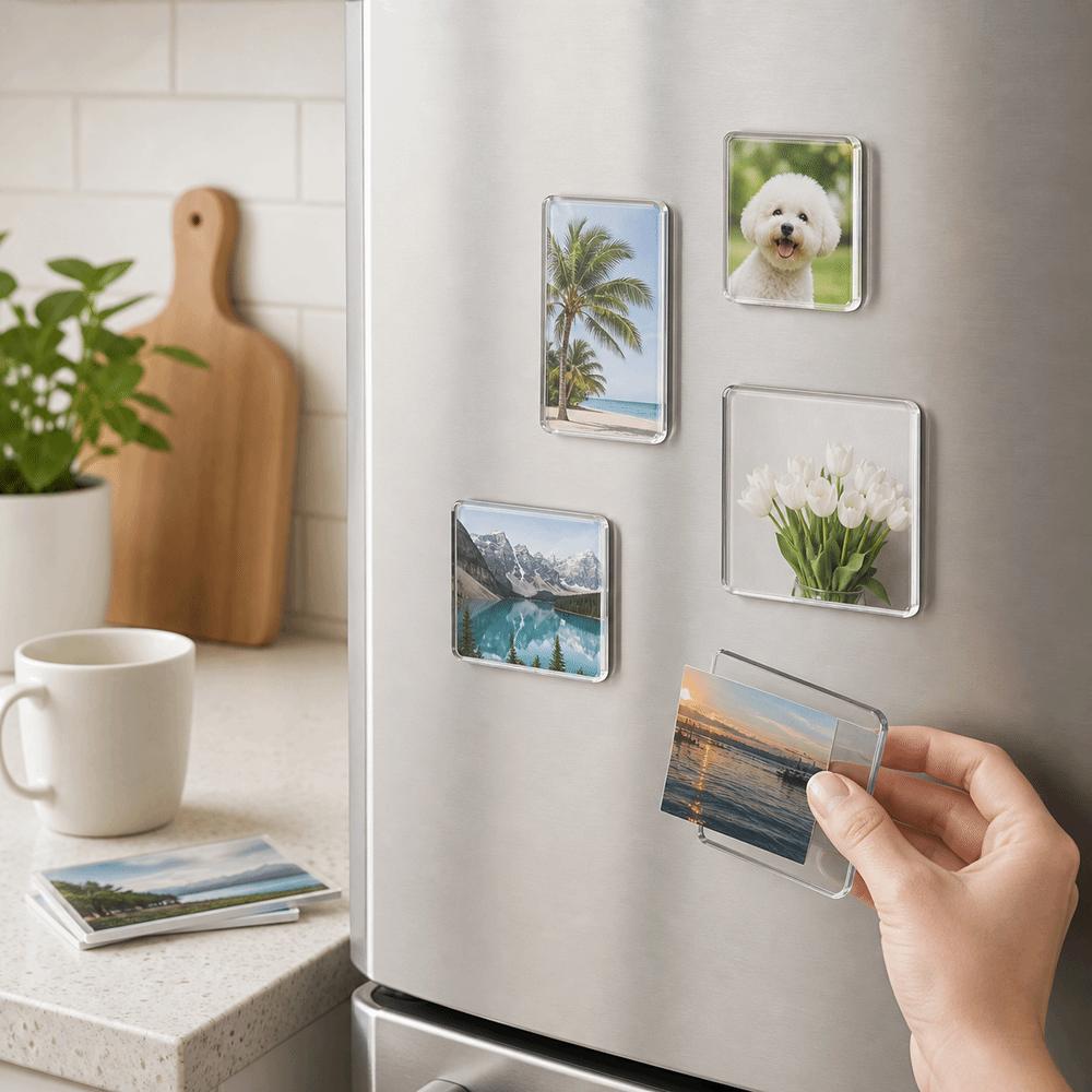 3×5cm Refrigerator Magnets Transparent Photo Frame New Photo Magnets Kit Kitchen Decor