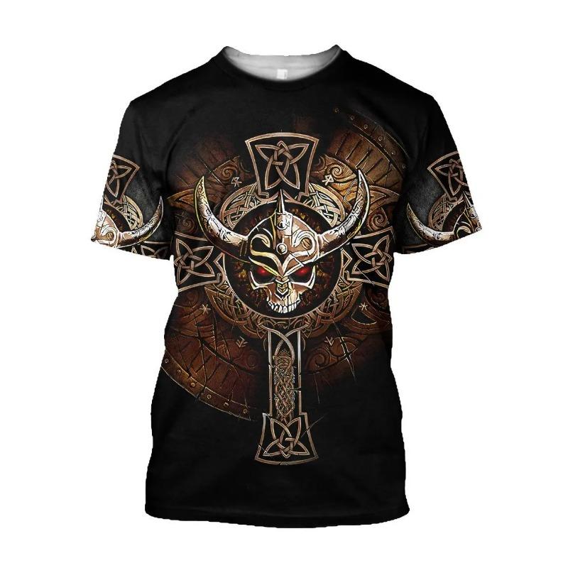 Summer New Hot Viking Graphic 3d Printed Men's T-shirt Comfortable Breathable Plus Size Loose Stylish Casual Top