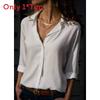 Womens Long Sleeve V Neck Button Chiffon Blouse With Cotton Polyester For Office Casual Wear
