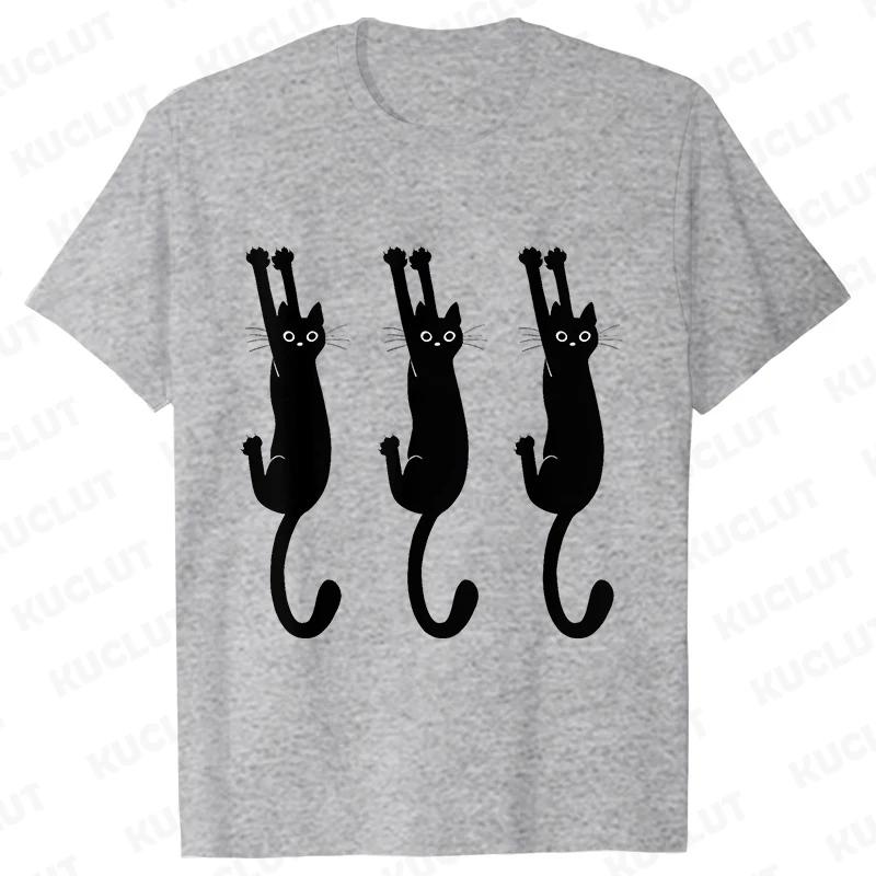 Funny Black Cat Men T-shirt Summer Harajuku Fashion Male Breathable Aesthetic Oversized Clothing Ulzzang Tees Graphic Y2k Tops