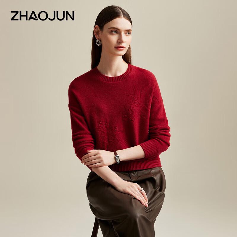 Zhaojun Women's Loose Fit Round Neck Thick Cashmere Sweater