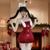 Red Christmas Bunny Costume Female Uniform Role-Playing Bodycon Skirt New Year Gift For Girls Birthday Party Outfit