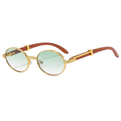 New Retro Faux Wood Sunglasses Men's Oval Sunglasses Women's Trendy Uv-Proof Sun Glasses
