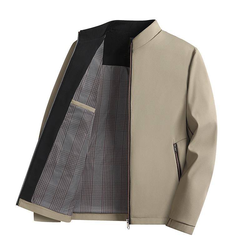 New Spring and Autumn Middle and Old Men's Jacket Stand-Up Neck Jacket-0-Year-Old Dad Thin Loose Top
