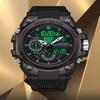 SANDA Luxury LED Dual Display Digital Quartz Watch for Men Shockproof Waterproof Sports Wristwatches Student Watch