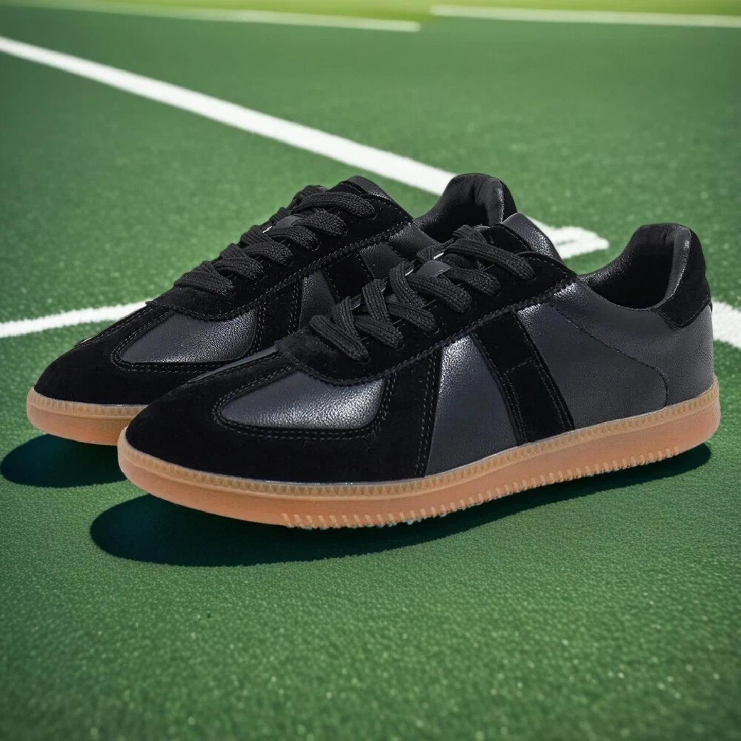 Männer Schnürschuhe im deutschen Stil, weiche Sohle, Sneaker für Jugendliche, Low-Top, flach, weiß, Freizeitschuhe 38 schwarz