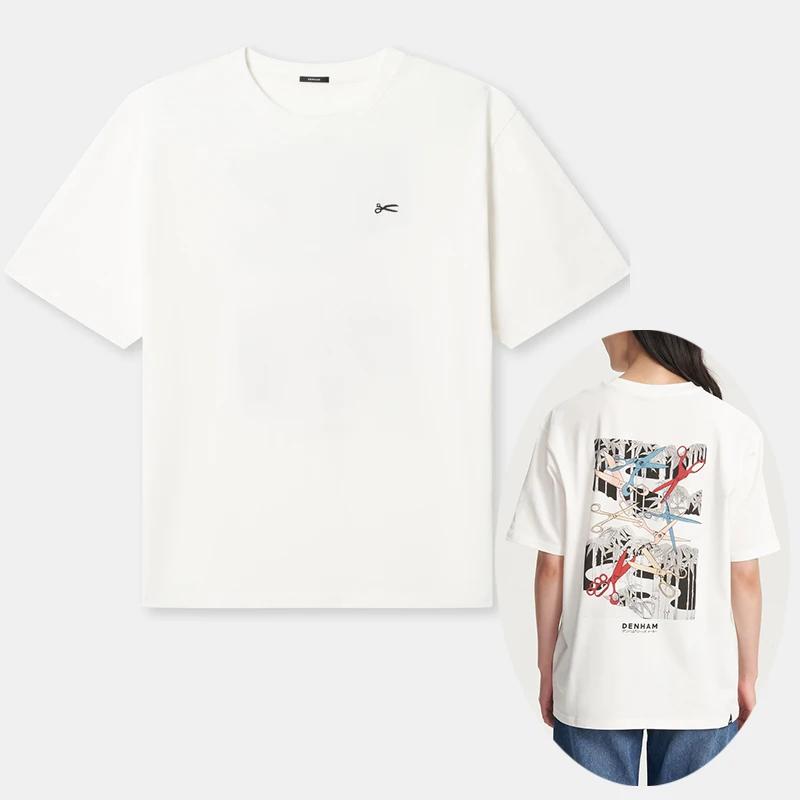 2024 Nowe Lato Nowy Nadruk DENHAM 100% Bawełna T-shirt Męski Klasyczna Moda Bawełniany Oversize Top Lato Harajuku O-Neck T-shirt