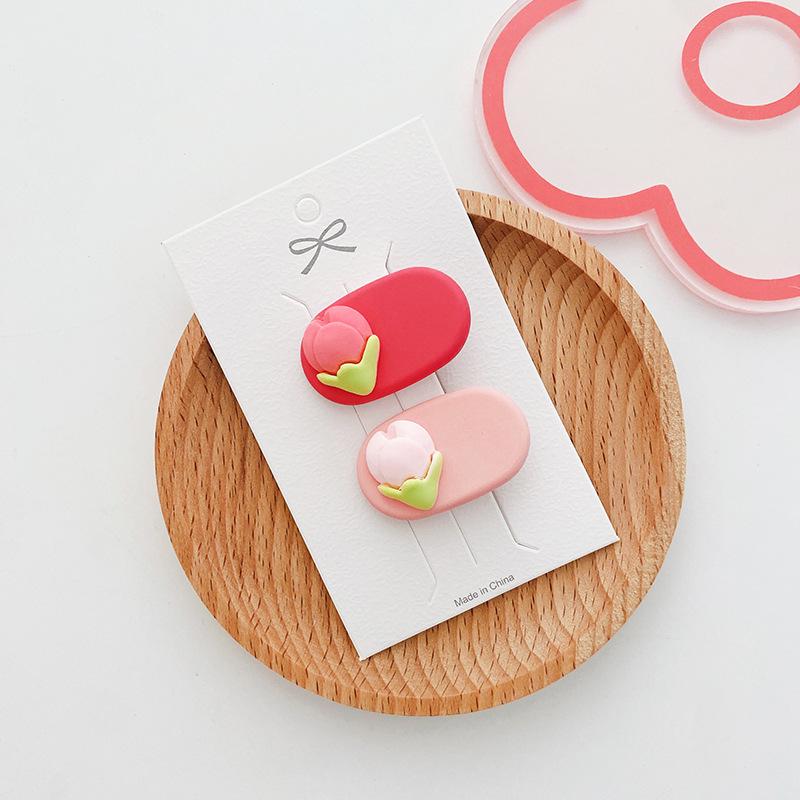 Flower Hair Clips Pink Cherry Blossom Girl Cute Duck Mouth Clip Hairpin Hairpiece Female Headwear Cartoon Sakura Tulip Barrette