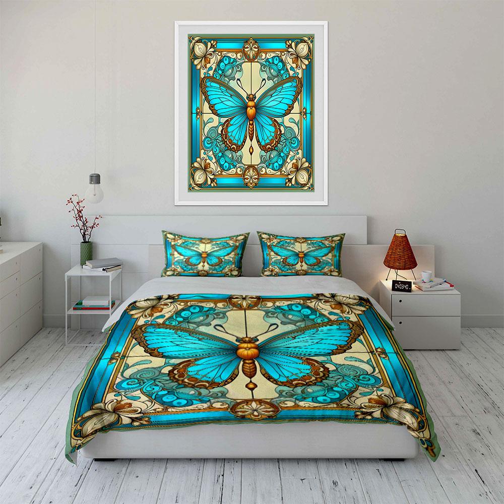 Elegant Butterfly Theme Decoration Set Exquisite Three-Piece Bedding Set Gift For Kids And Adults