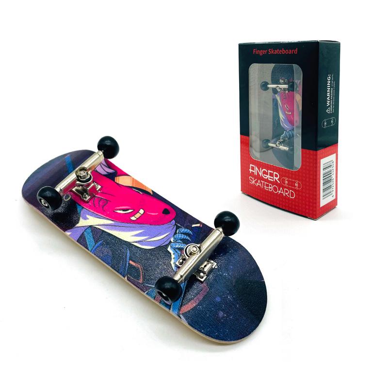 Maple Finger Skateboard with Bearings and Wheels - Mini Double Rocker Board for Kids' Creative Play
