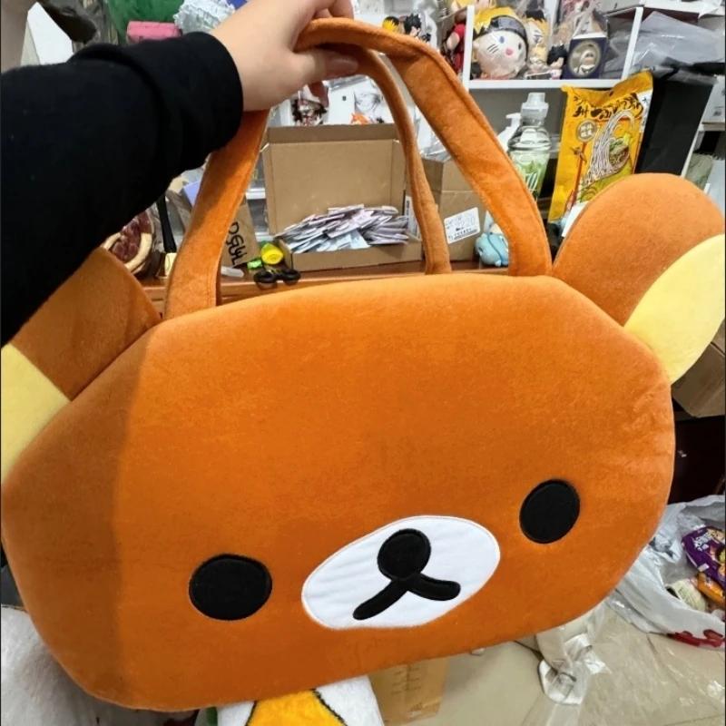 Rilakkuma Korilakkuma Plush Storage Tote Bag Bear Soft Fluffy Cosmetic Organizer for Home Travel Fans Gift Collection Girl