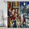 Best-Selling Christmas Digital Print Shower Curtain Waterproof, Includes Plastic C-Shaped Hooks