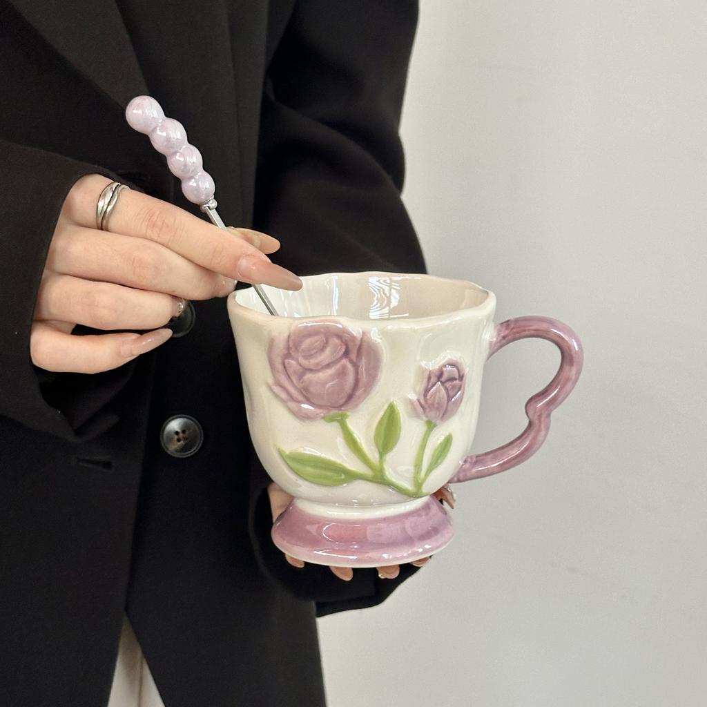 Exquisite and High Quality Tulip Pearl Light Mug Wedding Souvenir High End Feeling for Girls' Office Dormitory