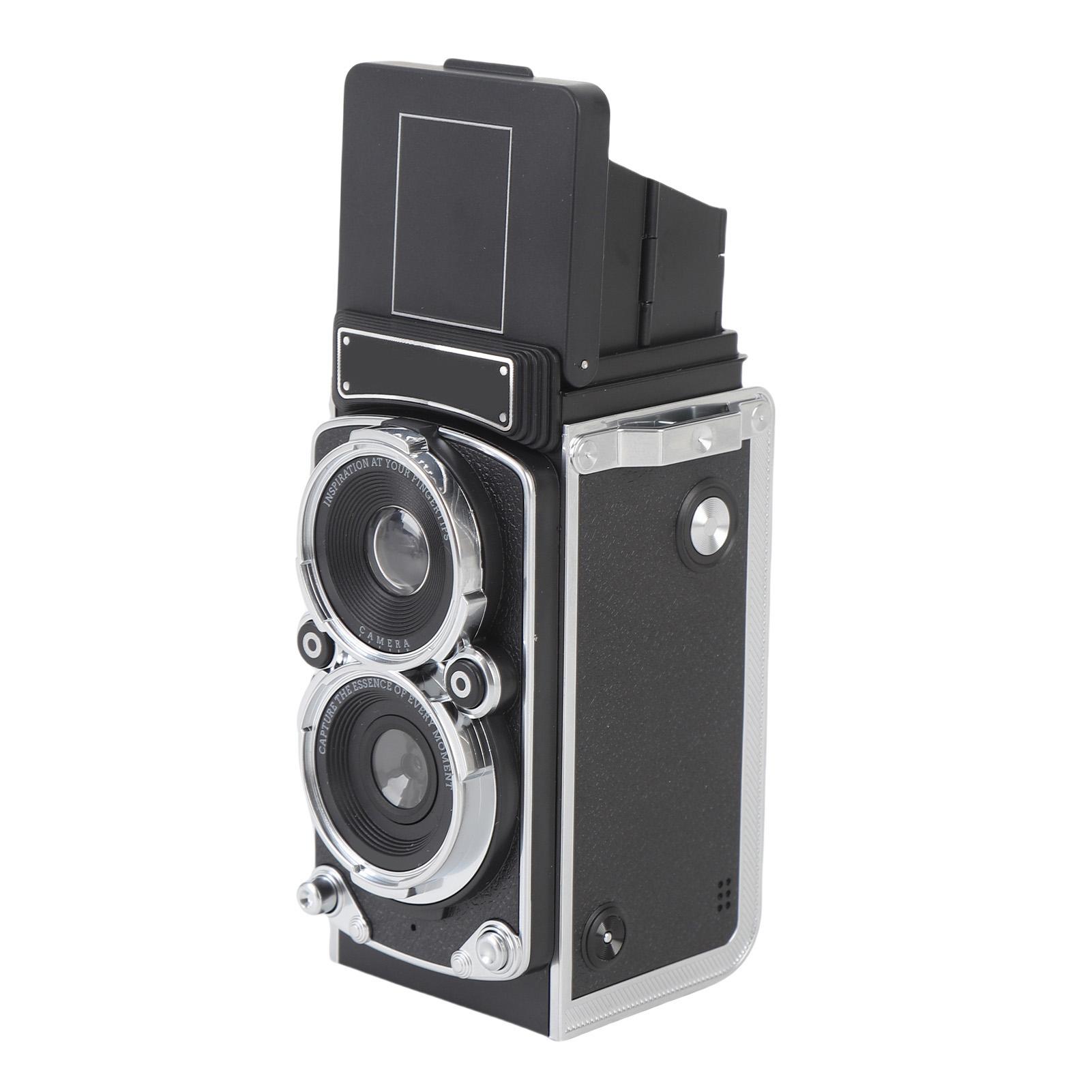 

Vintage Miniature Digital Camera Portable TLR Style 1080P FHD Video 12MP Autofocus Video Vlogging Camera Black 128GB