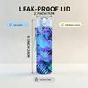 1PC Tropical Blue Palm Leaf Art 750ml Color Plastic Sports Water Bottle Leakproof Flip Straw Lid Suitable for Sports Office Home Use