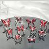 Temperament Niche Exquisite Design Sense Personality Ring Sweet Cool Red Enamel Drip Glaze Butterfly Opening Ring Female