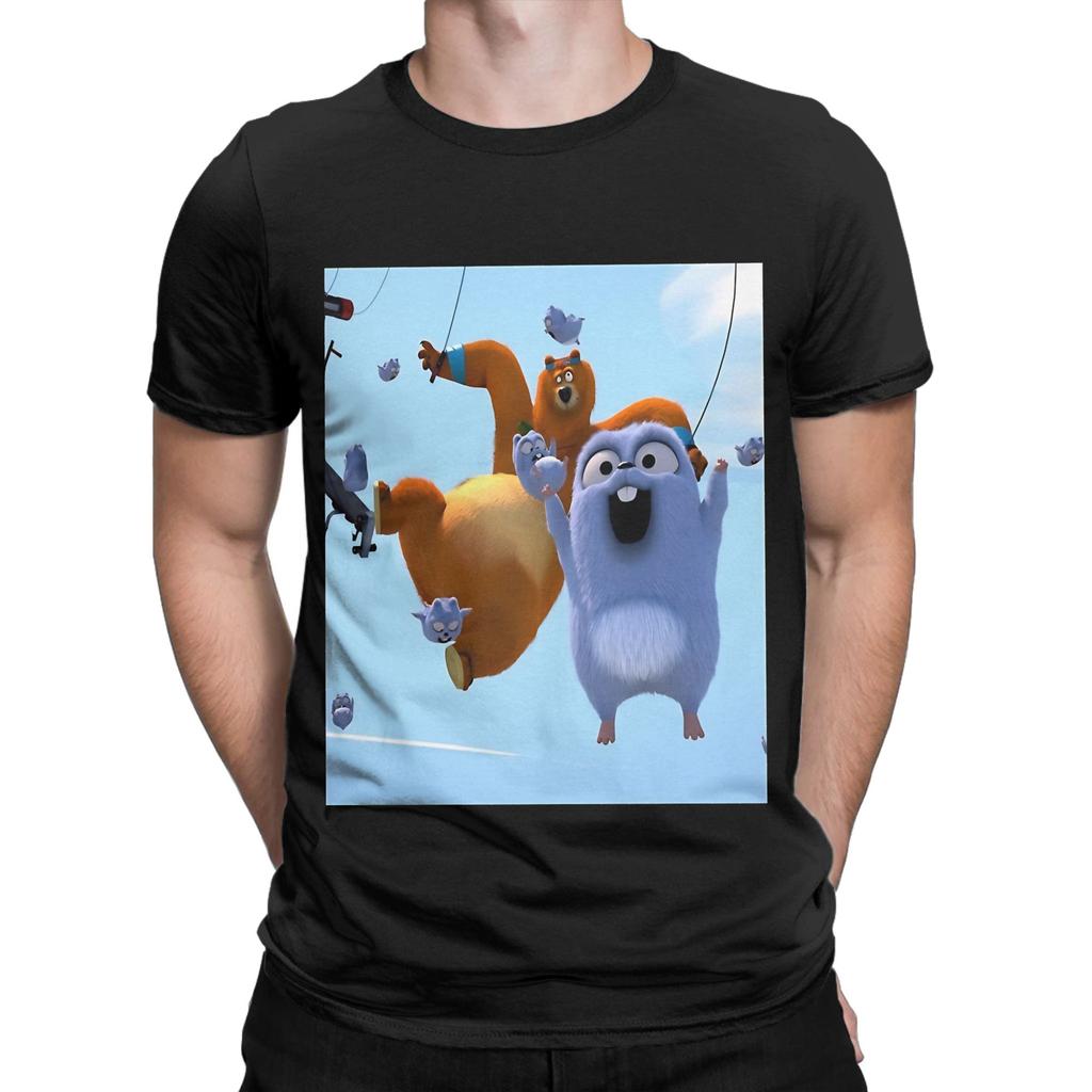 Lemmings and fly to sky Funny Graphic 100% Cotton T-Shirt Grizzy and the Lemmings Tees Tops For