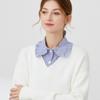Blue Striped Pleated Fake Collar with Lotus Leaf Lace Detachable Collar Shirt Dickey Half Blouse False Collar for Lady Girls
