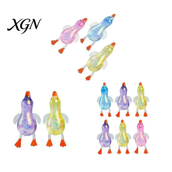 Stretchy Duck Squeeze Toy 2/3/6Pcs Mini Glitter Transparent Lying Anxiety Relief Slow Rising Sensory Stress Ball Animal Shape