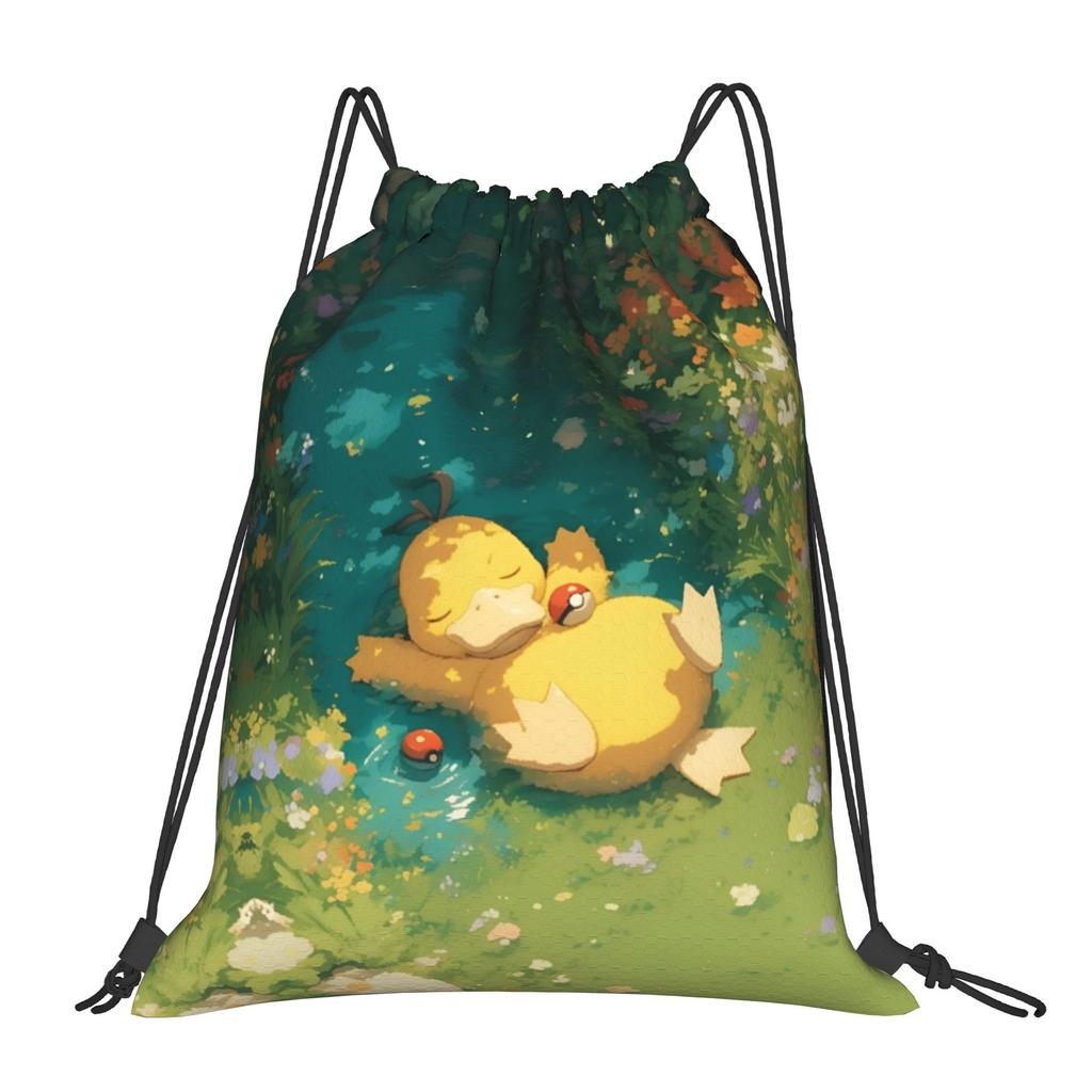 Custom P-Psyducks Drawstring Backpack Women Men Gym Sport Sackpack Portable Manga Shopping Bag Sack