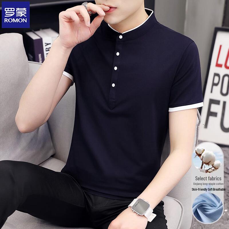ROMON Men's Short Sleeve Xinjiang Cotton Polo Shirt