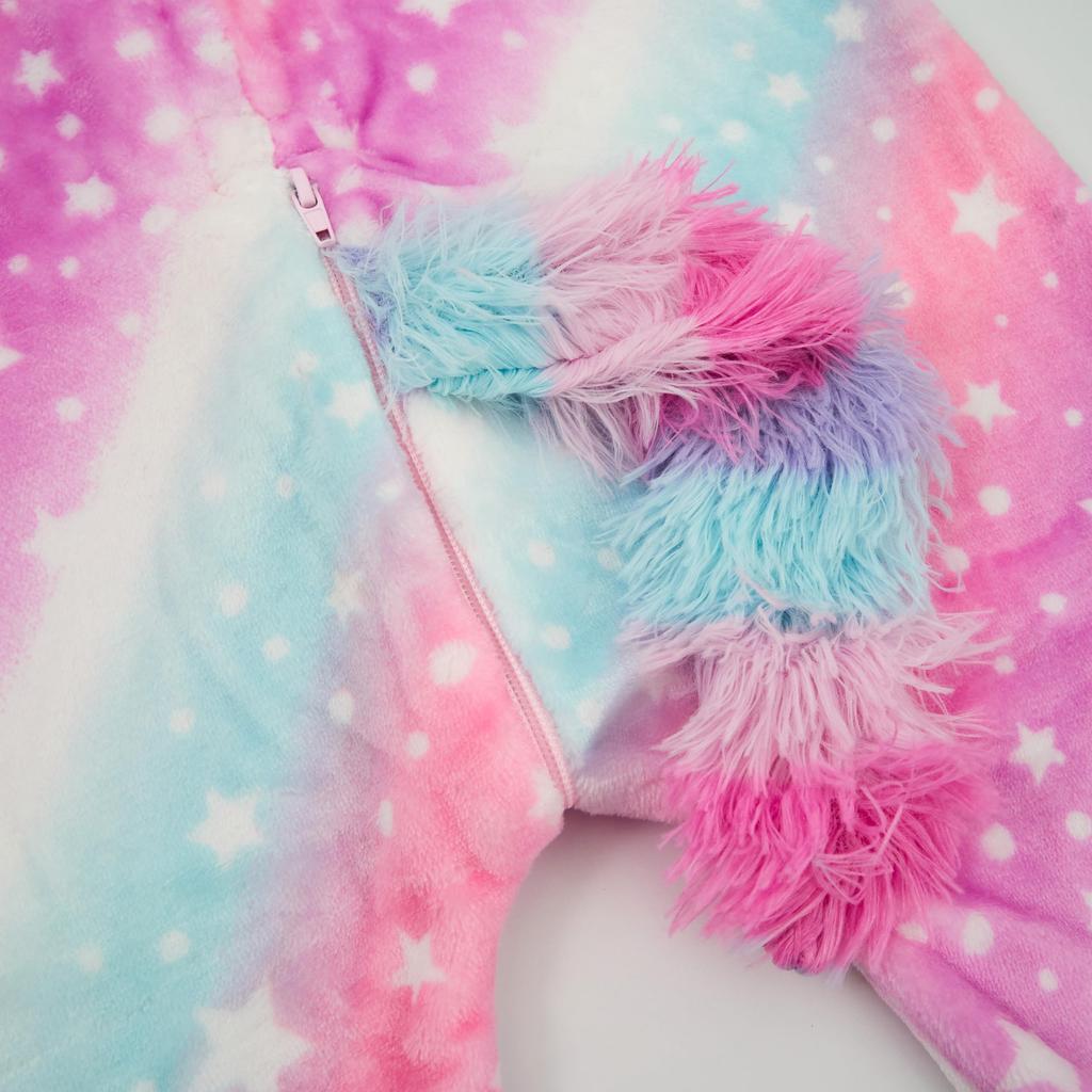 Kids Kigurumi Halloween Costume Romper Roomwear Warm Winter Wear Loungewear Girls Boys Christmas Present Baby Shower Photo Shoot Unicorn Starry Pink
