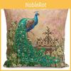 Stylish Cotton Linen Peacock Print Decorative Pillow Case For Trendy Sofa Cushion Cover