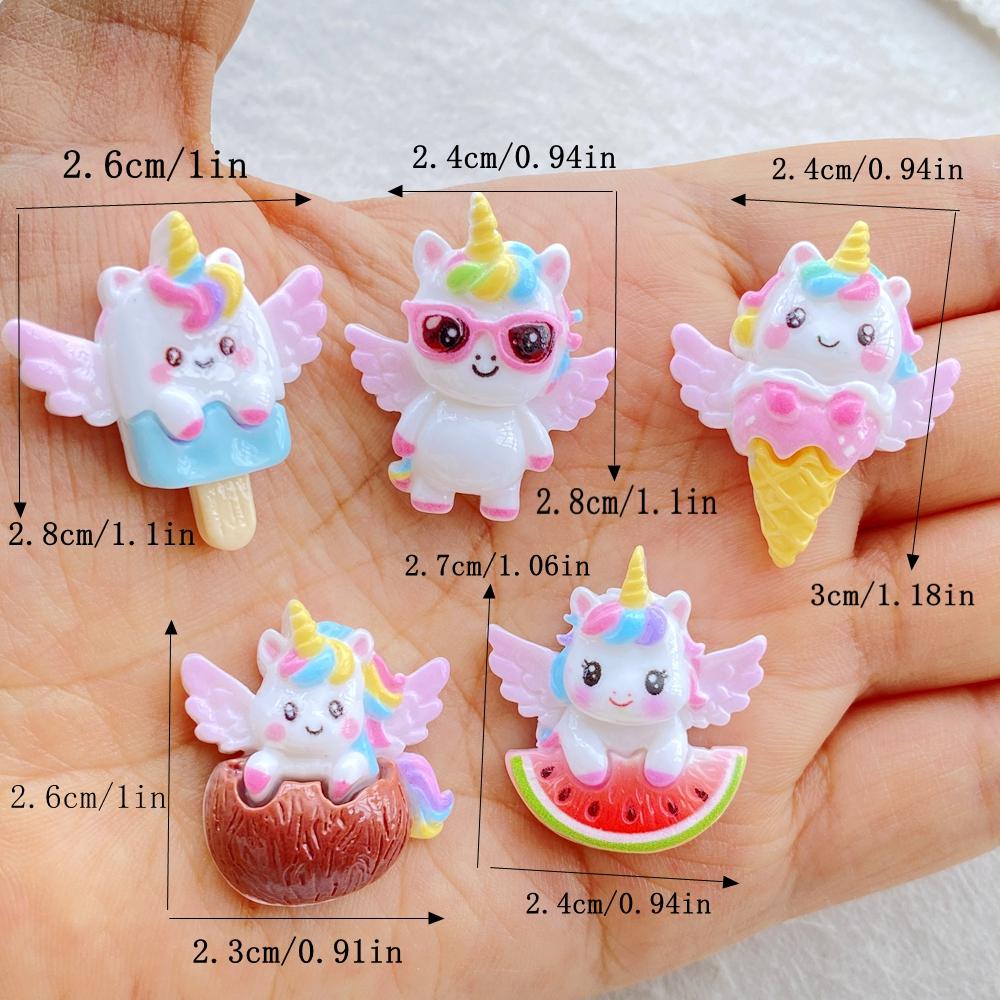 10 Stück Harz Cartoon Frucht Geflügeltes Einhorn Flache Rückseite Heimdeko Figur Scrapbook DIY Zubehör Handwerk