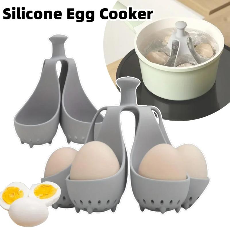 Silicone Egg Cooker High-Temperature Resistant Silicone Steaming Eggs Boiler for Home Quick Breakfast Prep Kitchen Tools