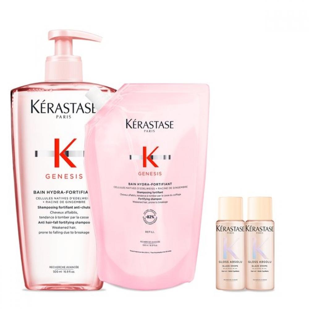 K Rastase Set Bain Genesis Shampoo 1l  500ml + 500ml Refill  [for Fine Hair Spr] Single option