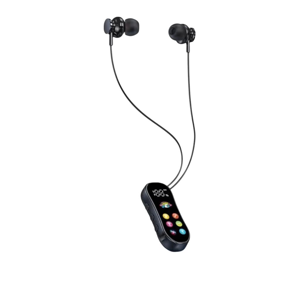LED Screen Lavalier Bluetooth Earphones Card Insertion Wireless Headphones  HD Calling