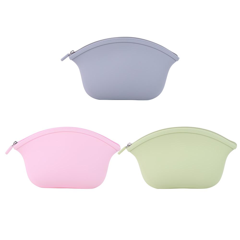 Zipper Wash Storage Bag Waterproof Make Up Pouch Simple Silicone Cosmetic Bag  Women