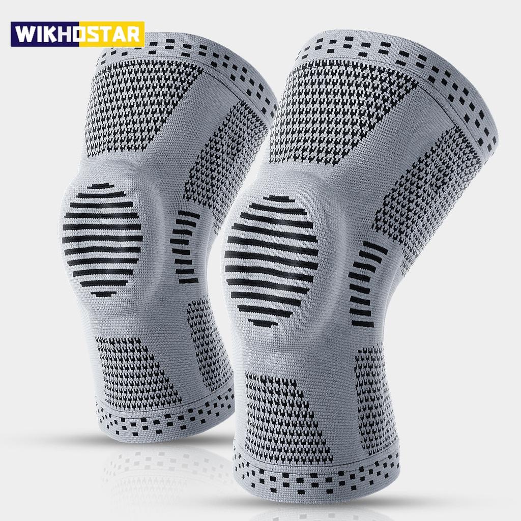 1 Stück Kompressions-Kniebandage Silikon-Schutzstütze Knieschmerzen Sportpolster Laufen Fitnessstudio Arthritis Knie-Training Sport
