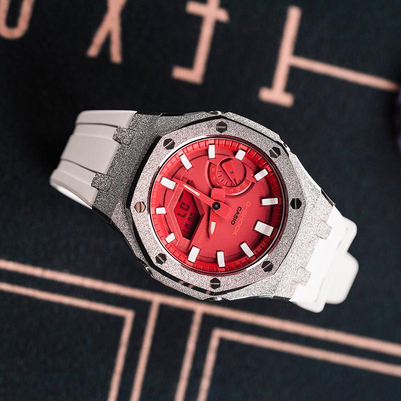 Casio Unisex Liquid Crystal/Analog Dual Display Series 48.5mm Red Watch GA-2100-4A-