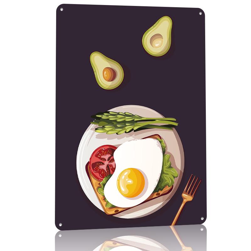 Breakfast Time Personalized D Textured Metal Poster Wall Art Tinplate Sign for Home Decor Accessories Office Decoration Gaming