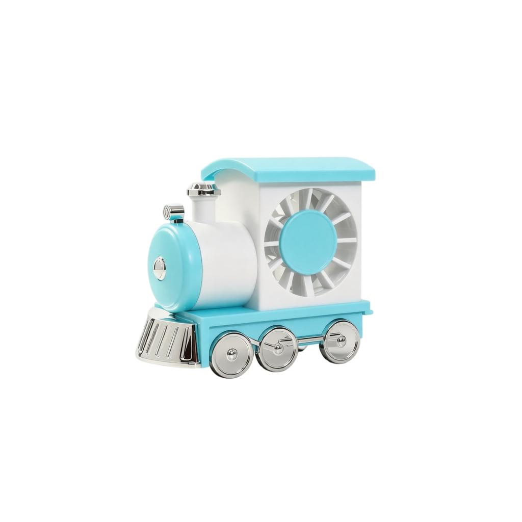 Portable Train Shaped Rechargeable Desktop Fan with Adjustable Three-Speed Settings Compact and Quiet Small Electric Fan for Office and Home Use