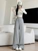 Women's High Waist Drawstring Wide Leg Sweatpants Casual Loose Trousers with Pockets