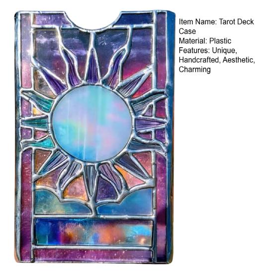 Stained Glass Tarot Deck Case Mystical Sun And Moon Tarot Card Holder Handcrafted Tarot Storage Protector for Standard Size Playing Cards