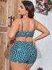 2025 New Plus Size Women's High-Waisted Three-Piece Split Bikini Swimwear