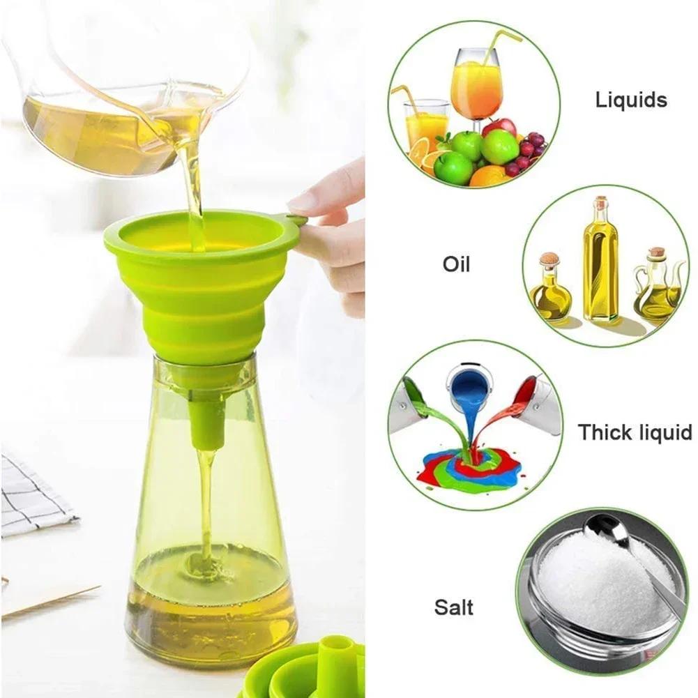 2/5/10 PCS Portable Funnels Foldable Mini Silicone Collapsible Funnel Folding Oil Pot Funnel Kitchen Tool Liquid Dispensing