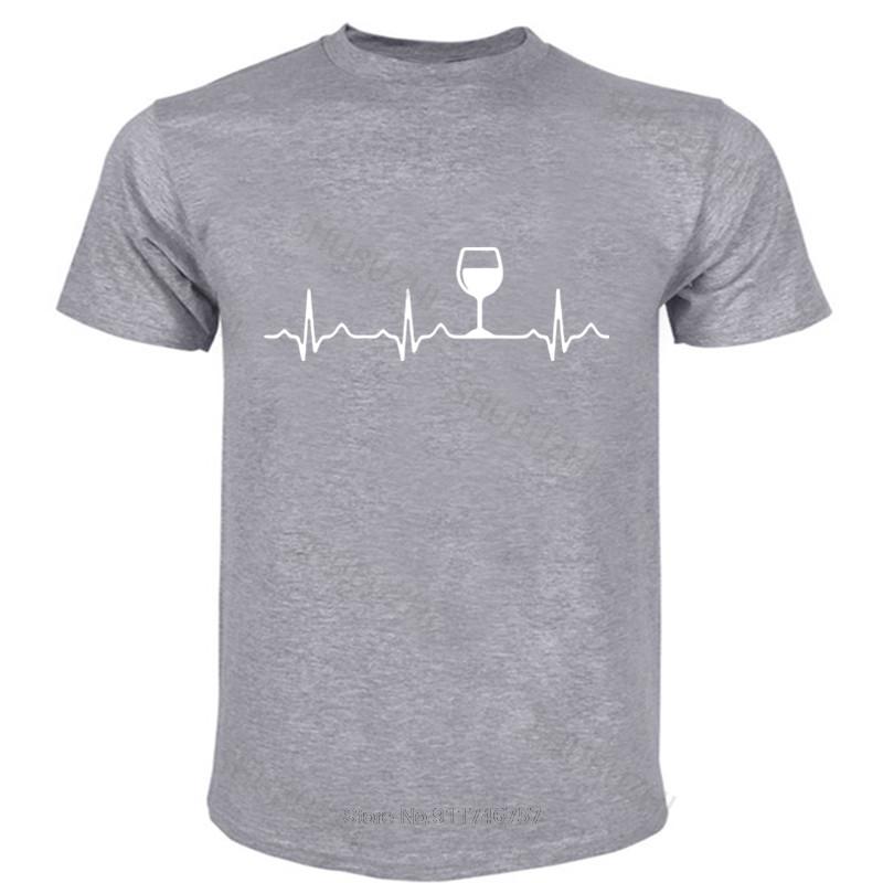 

Short Sleeve Casual t shirts male cotton teeshirt fashion tshirt men crew neck tees Mens Tshirt Wine Heartbeat Funny Cotton S
